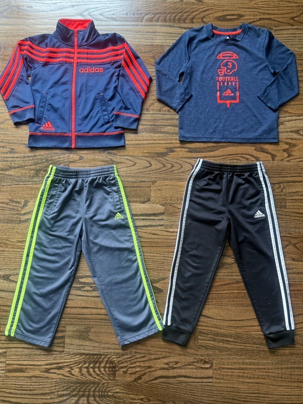 Adidas Boy Tracksuit Pants Shirt Jacket Bundle Black Blue Grey Size 4